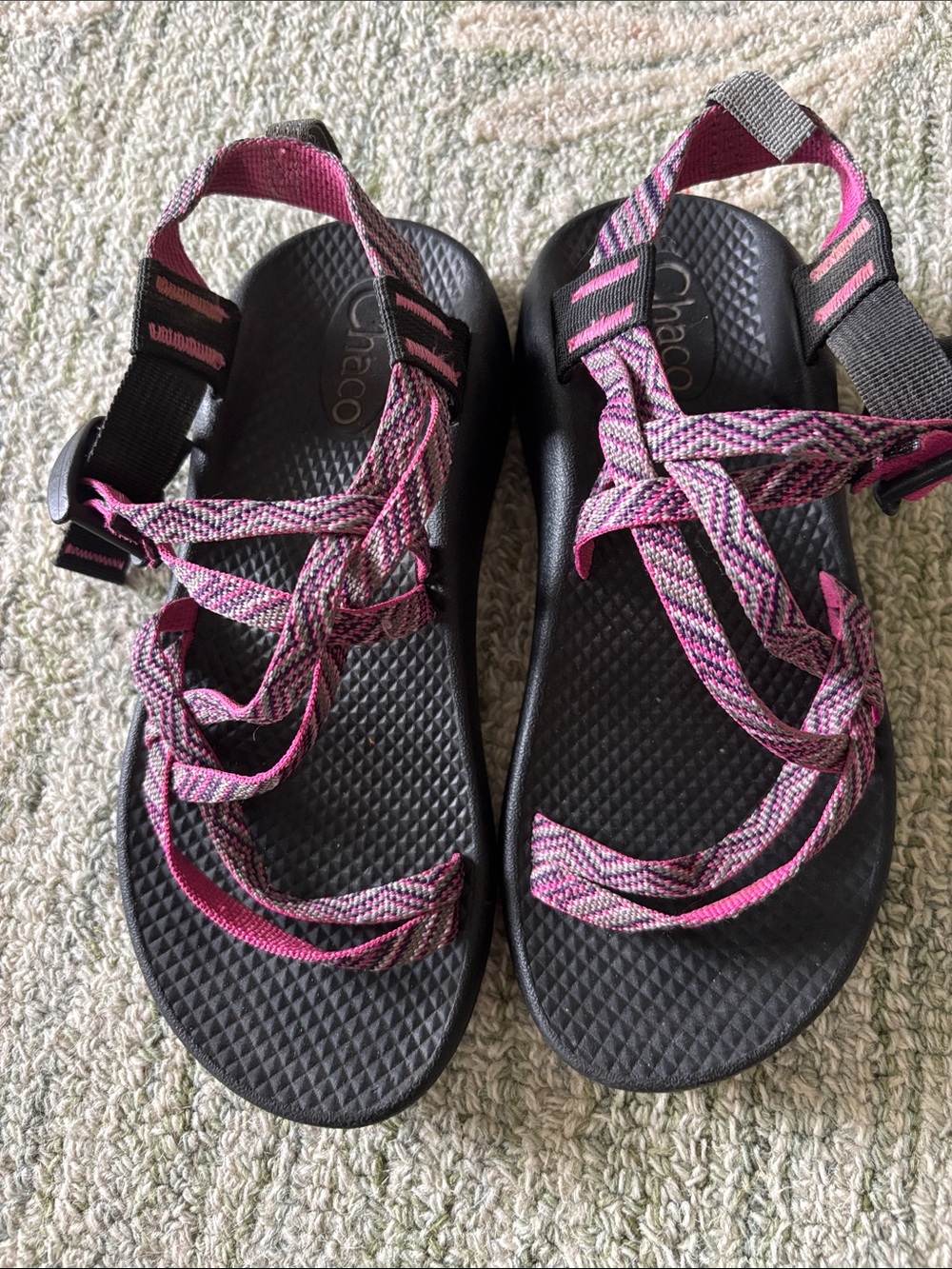 Chaco  Pink and Black Strap Sandals